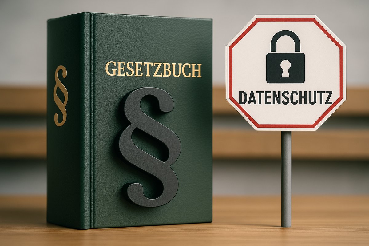 Gesetzbuch mit Datenschutzschild